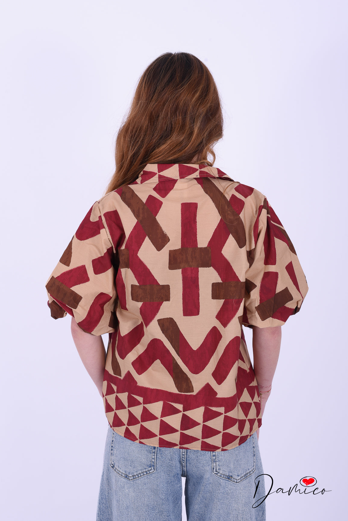 Camicia MC a palloncino geo