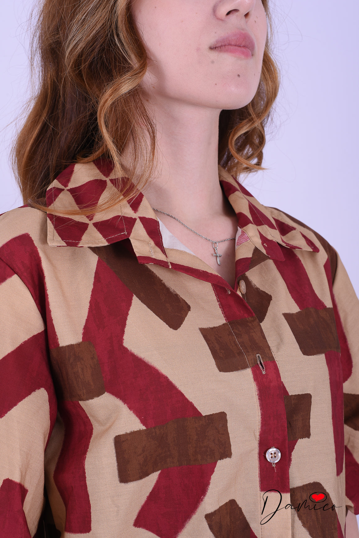 Camicia MC a palloncino geo