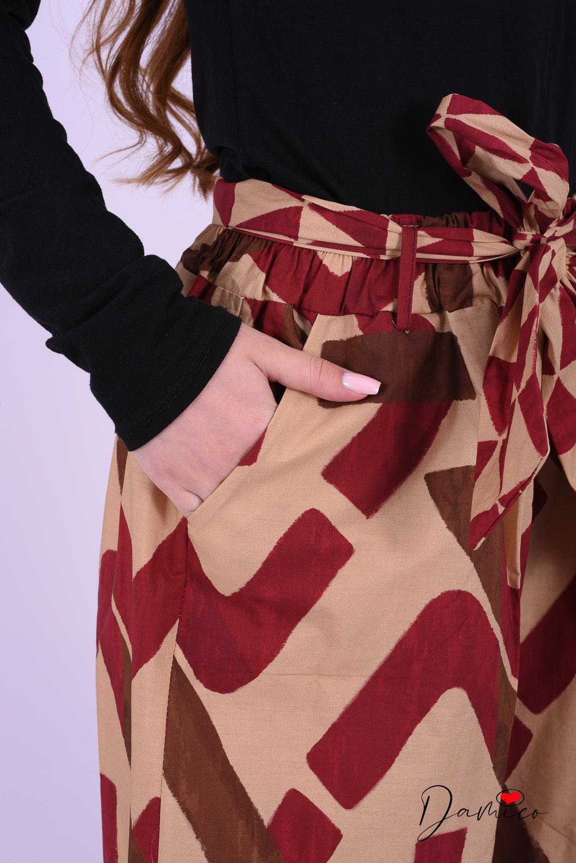 Panta palazzo geo con cintura