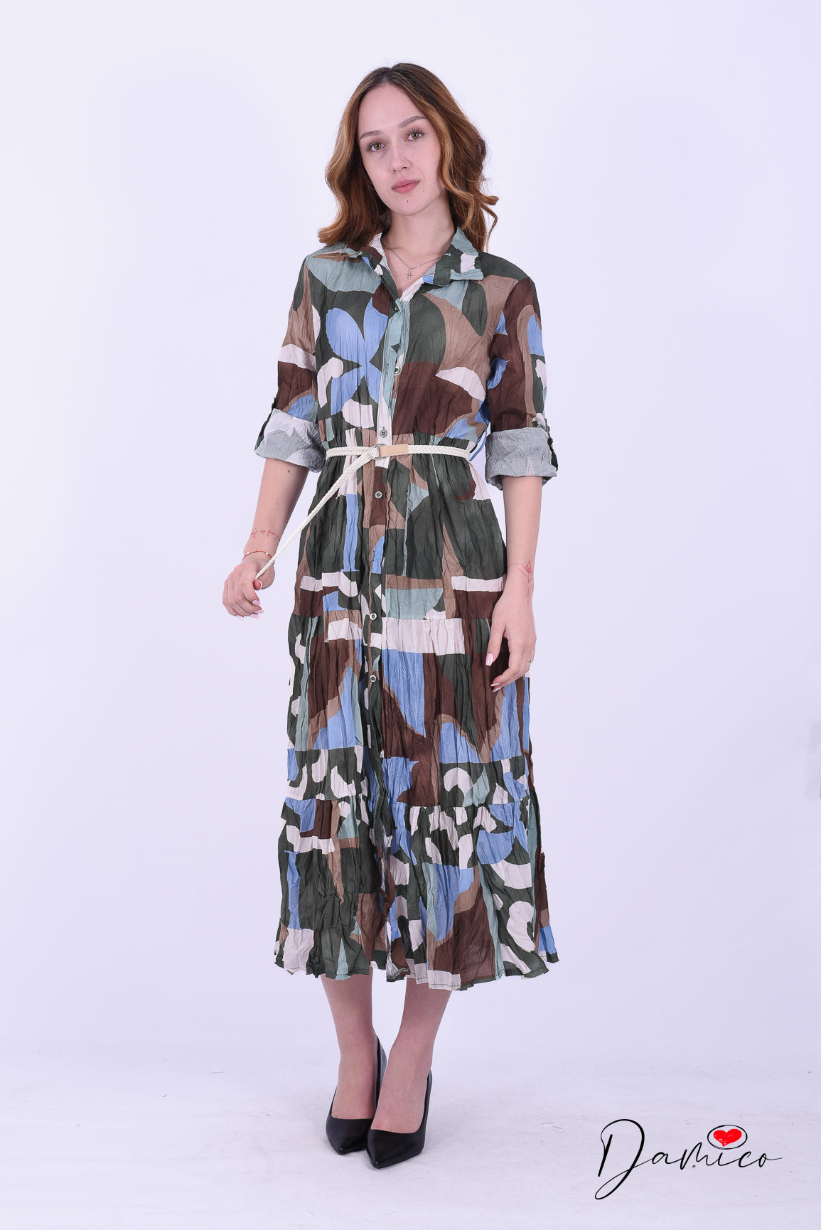 Chemisier fantasia cintura intrecciata corda