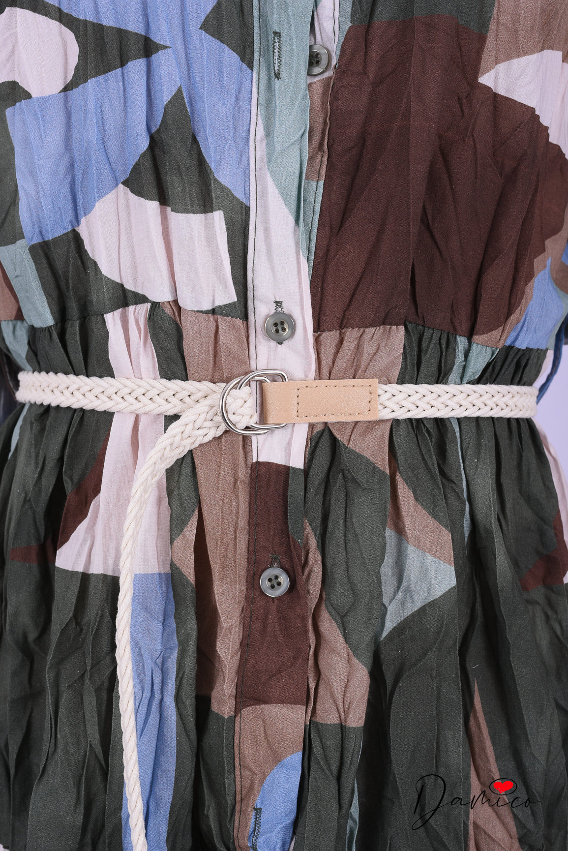 Chemisier fantasia cintura intrecciata corda