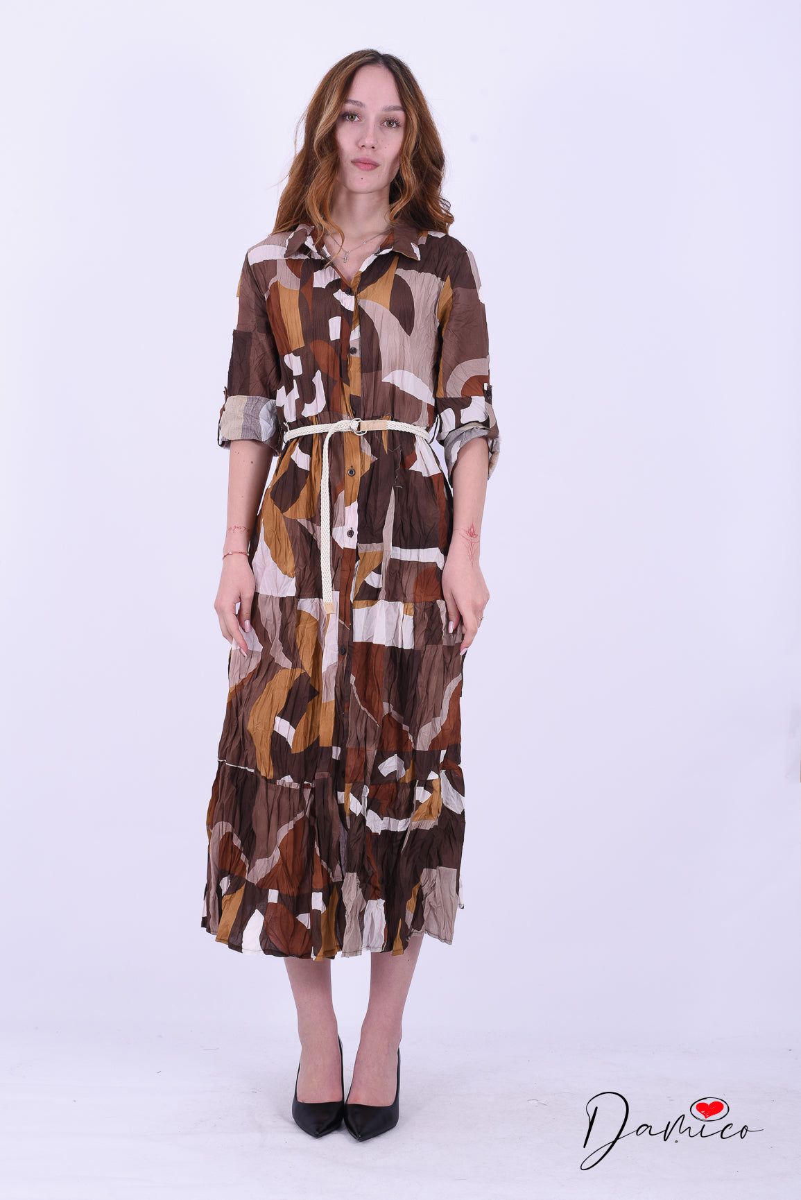 Chemisier fantasia cintura intrecciata corda