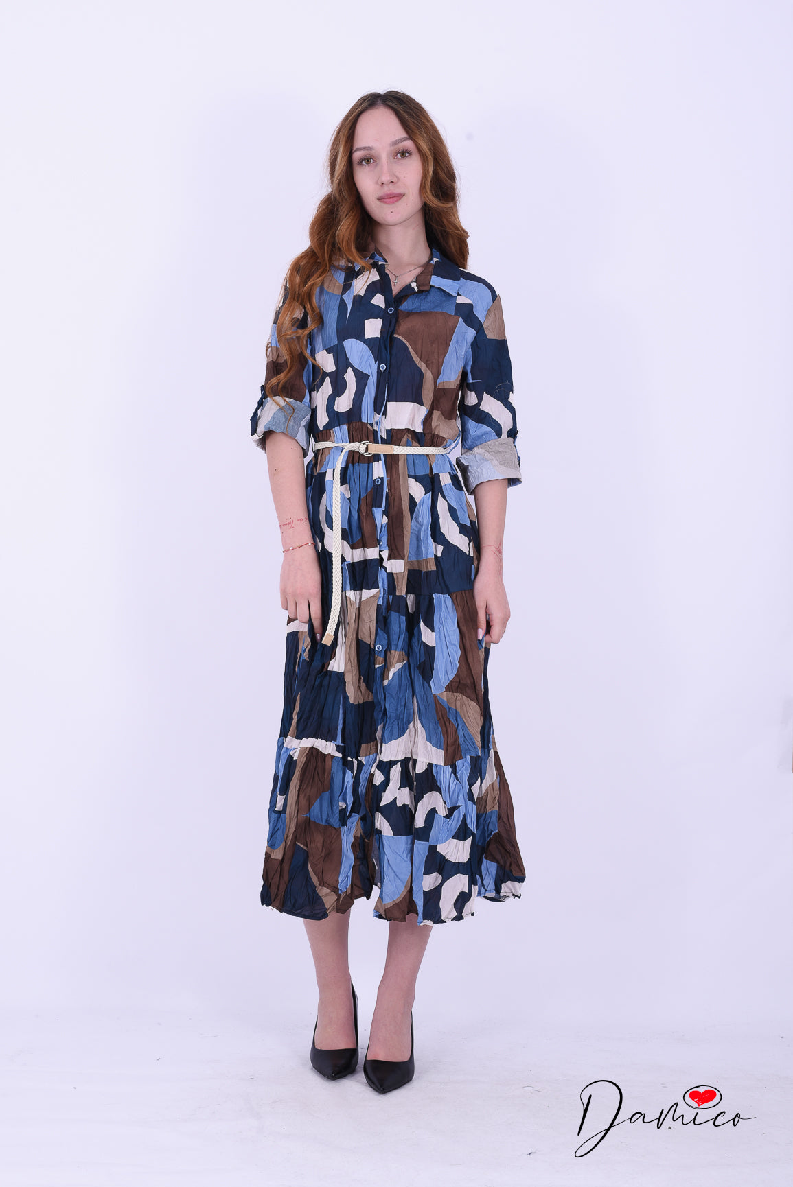 Chemisier fantasia cintura intrecciata corda