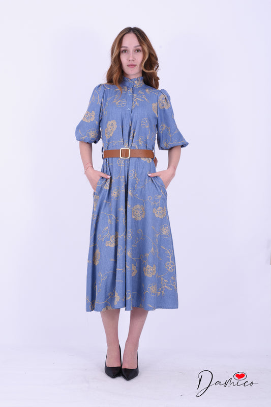 Abito alla coreana fiori ricamati