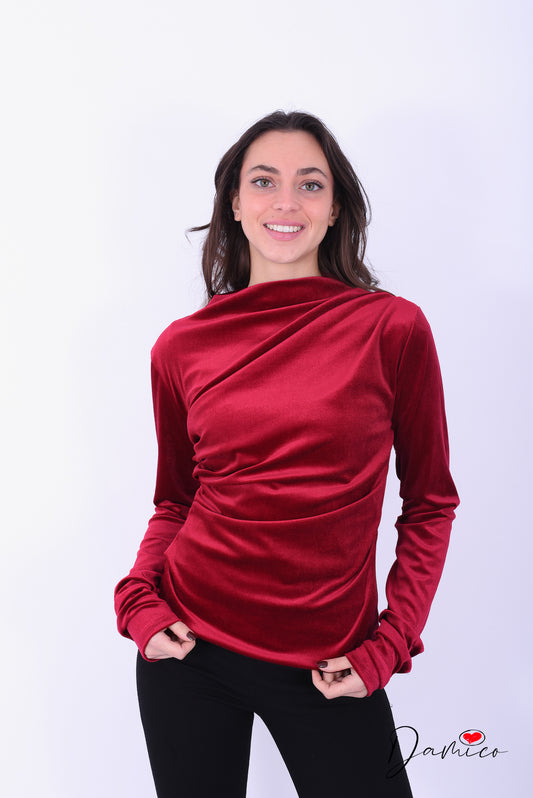 Maglia vellutata con drappeggio