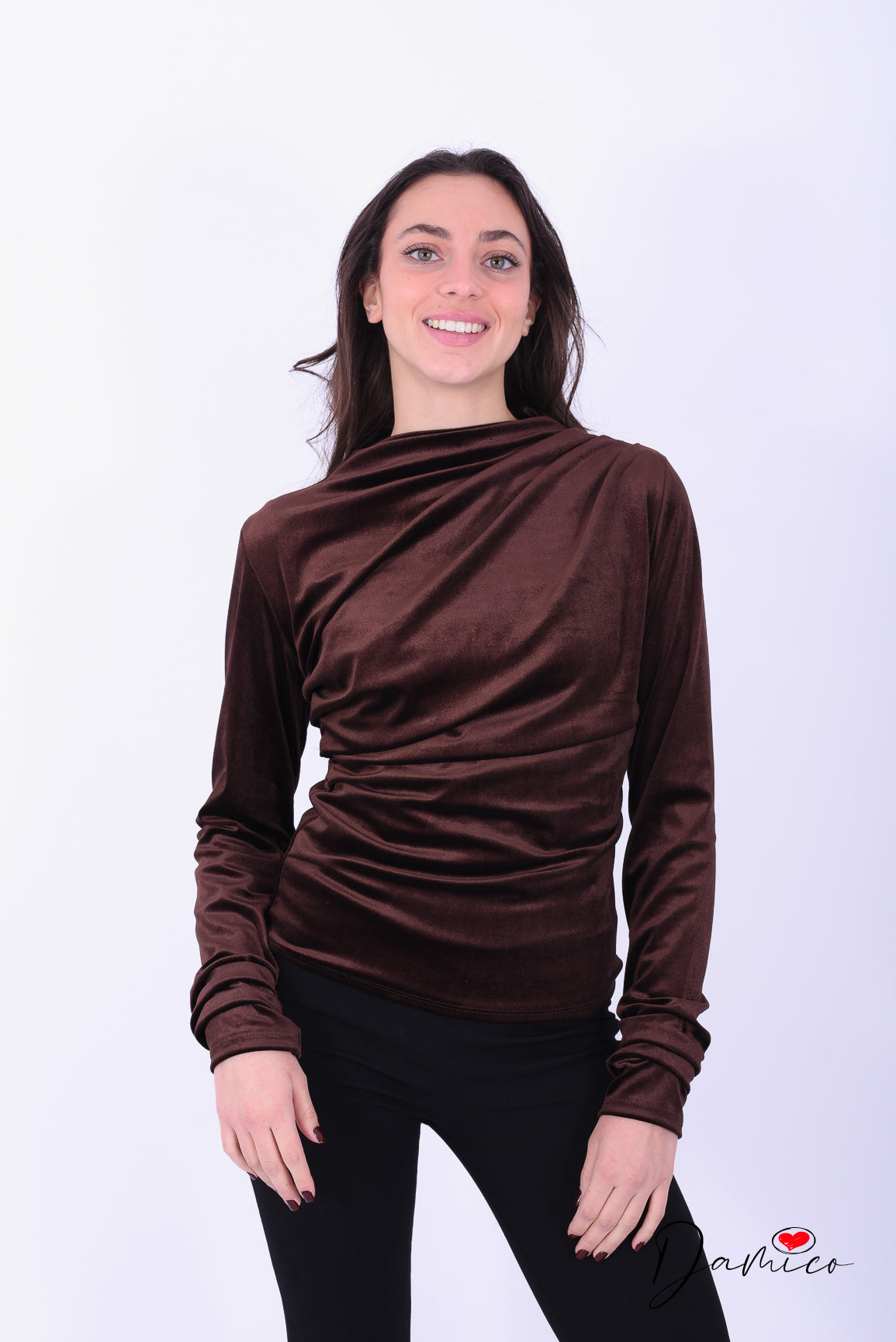 Maglia vellutata con drappeggio