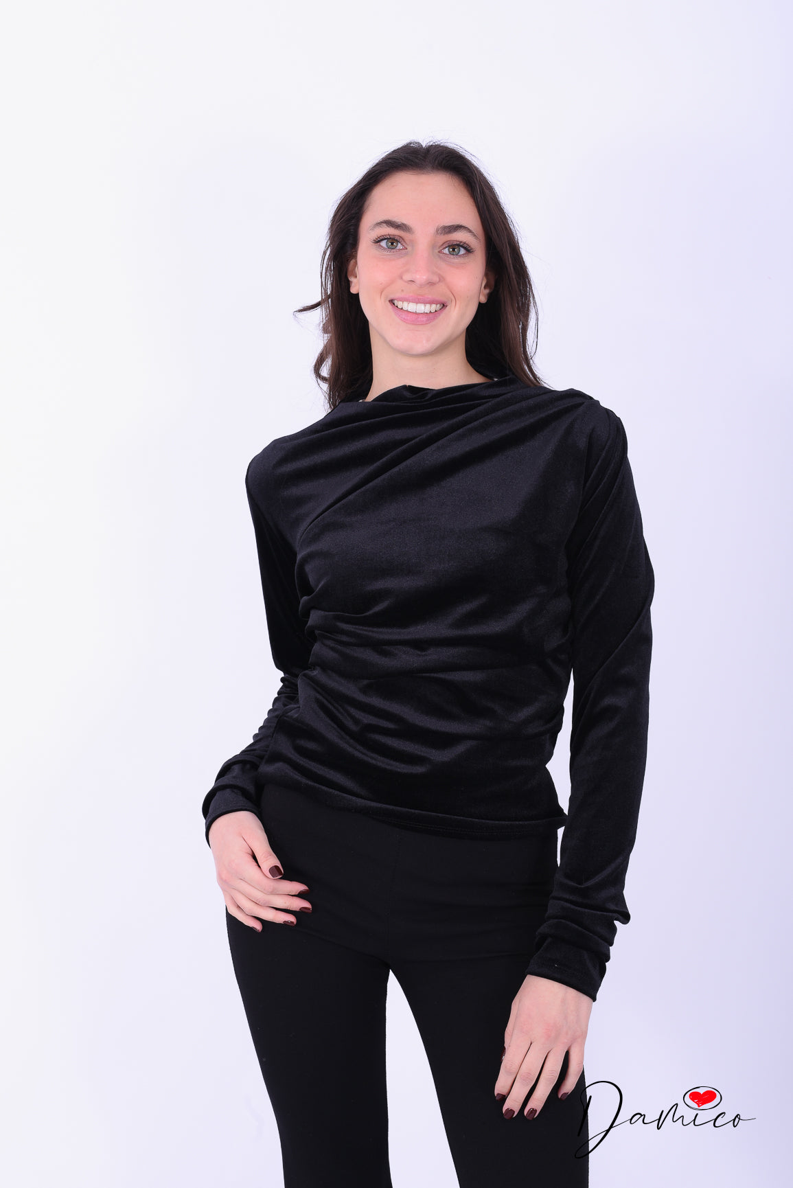 Maglia vellutata con drappeggio