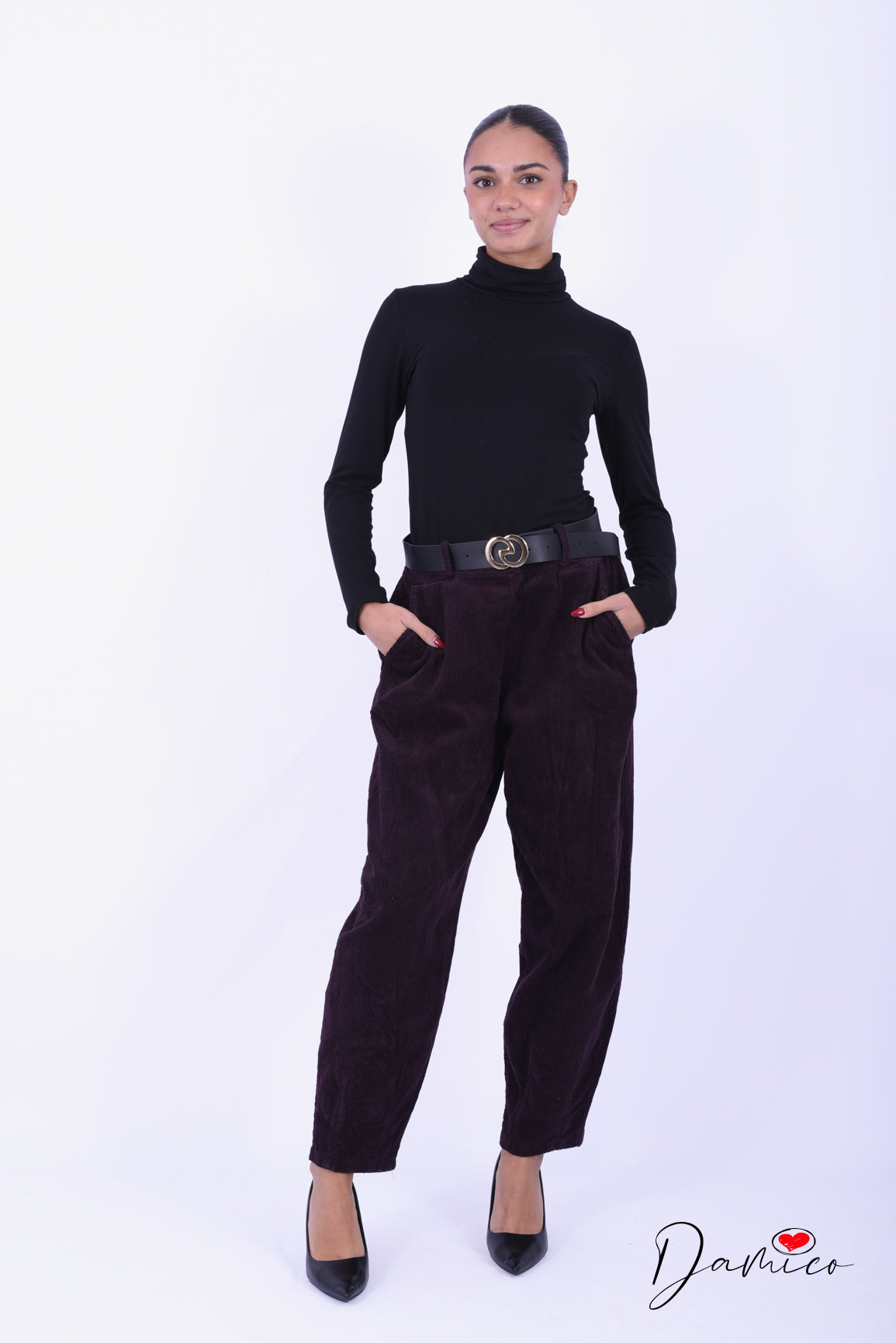 Pantaloni barrel costine