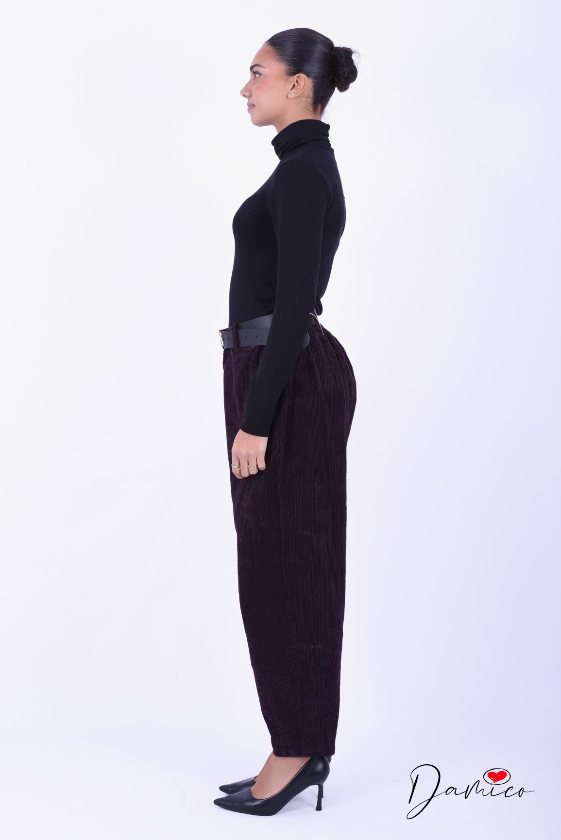 Pantaloni barrel costine