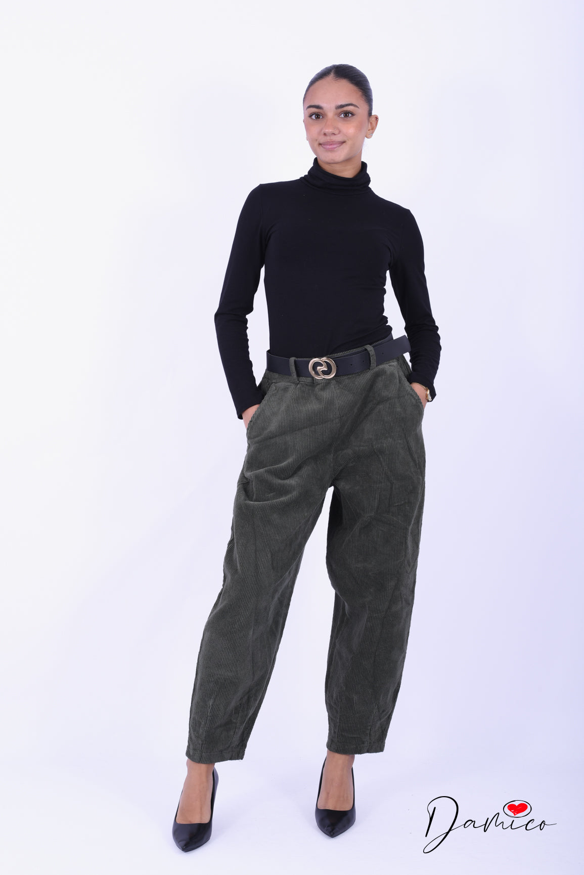 Pantaloni barrel costine