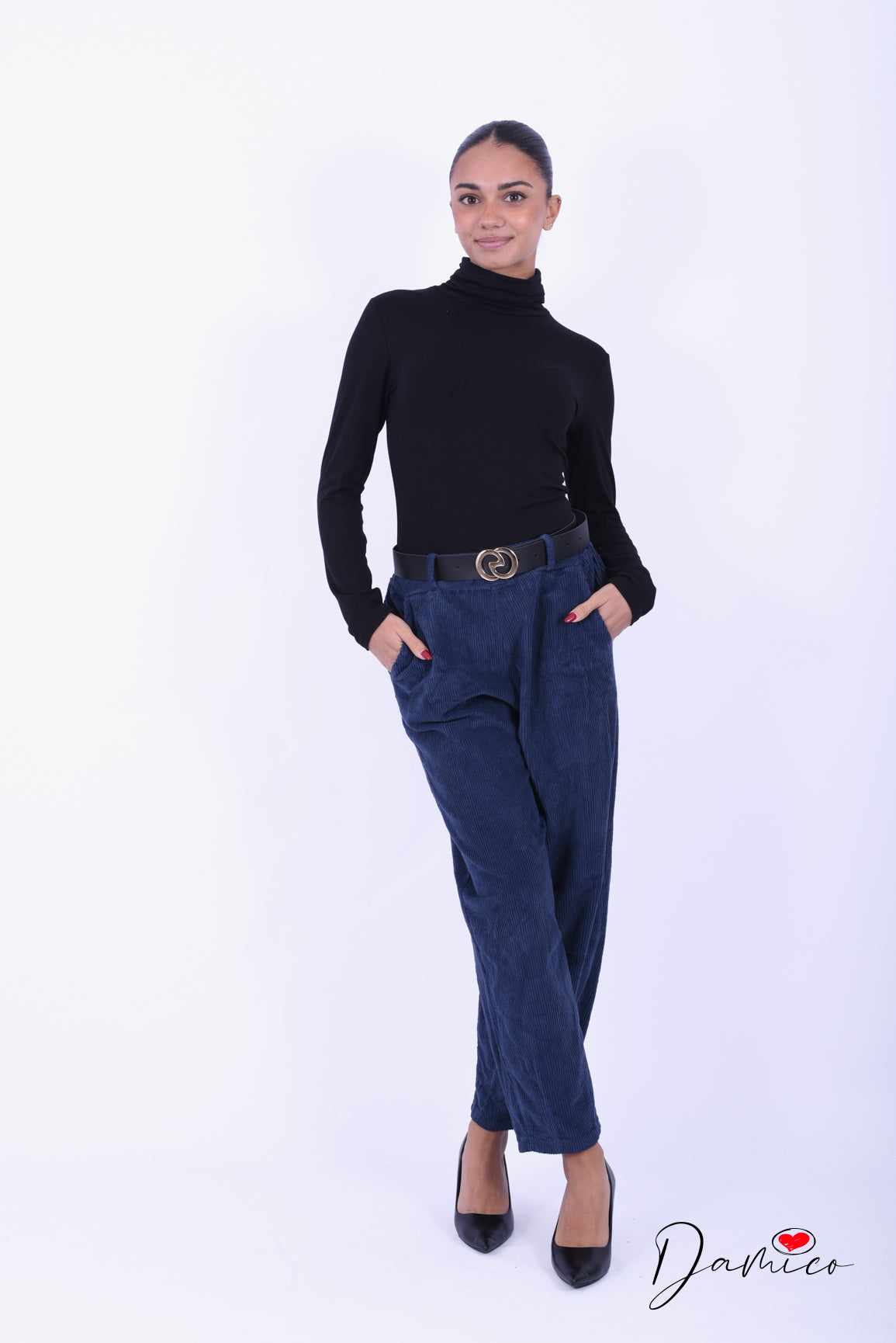 Pantaloni barrel costine