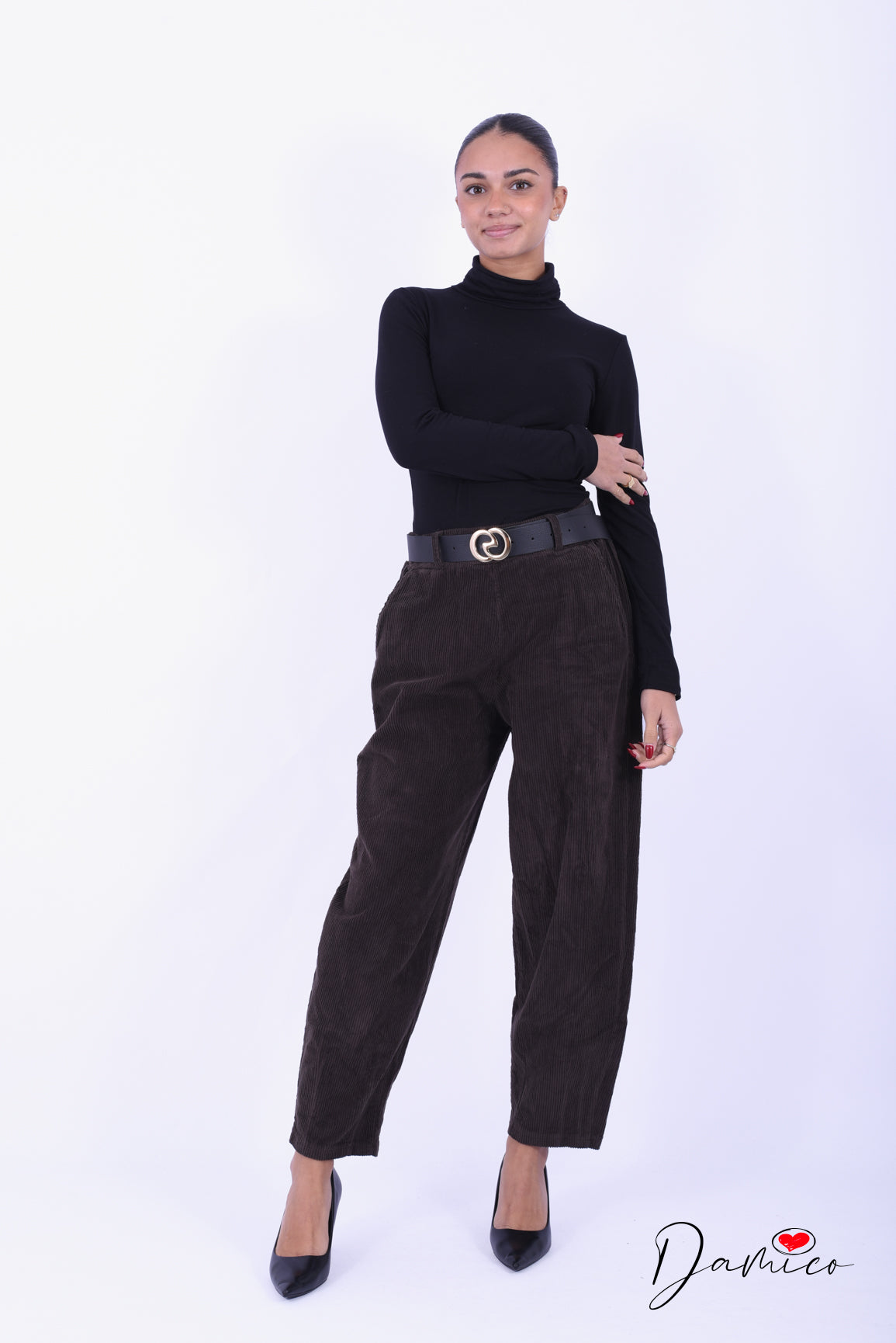 Pantaloni barrel costine