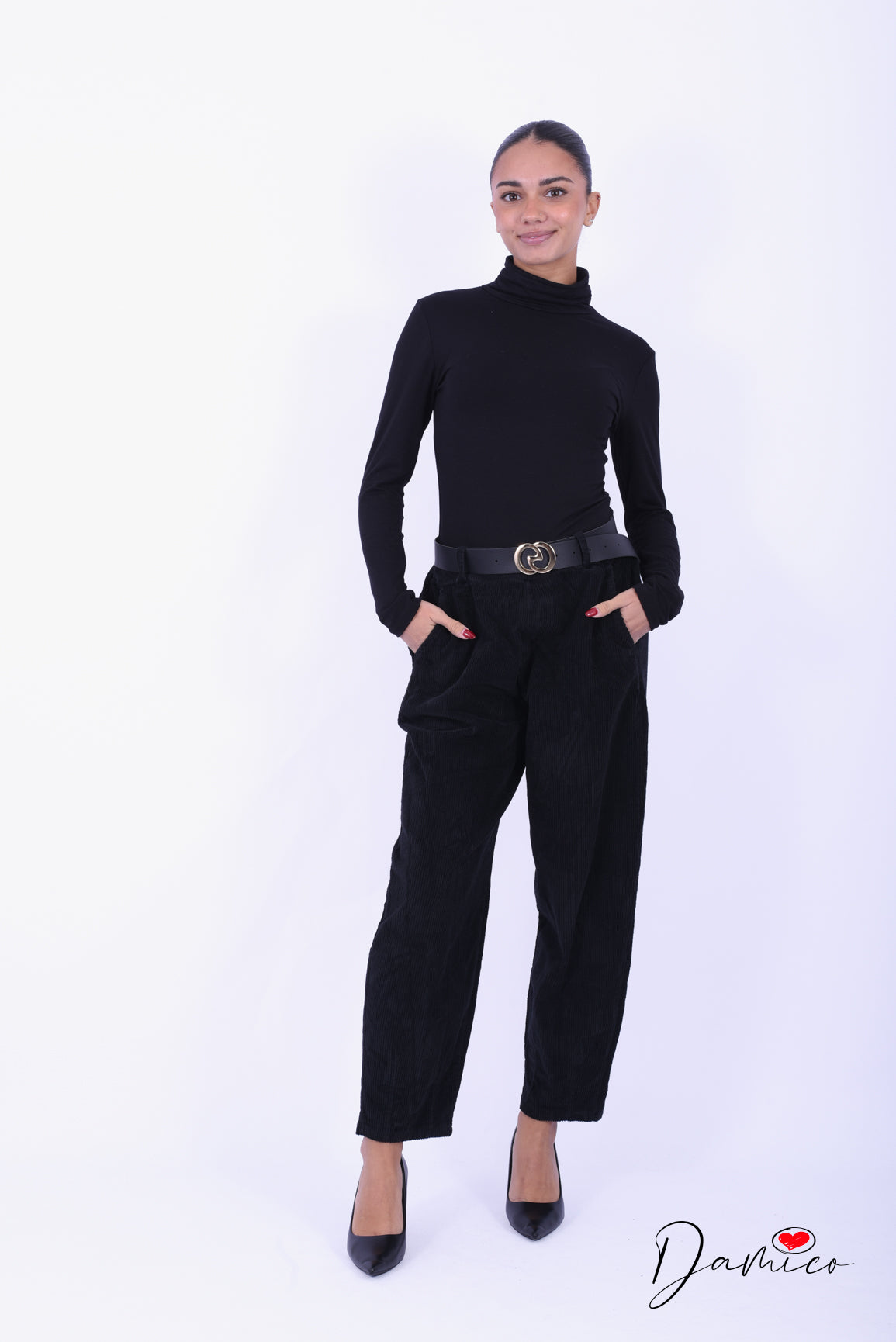 Pantaloni barrel costine