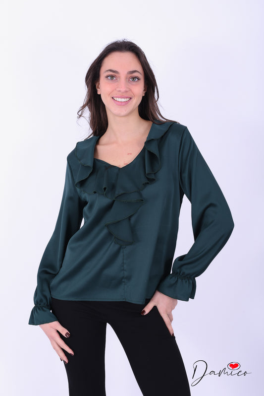 Blusa a V volant