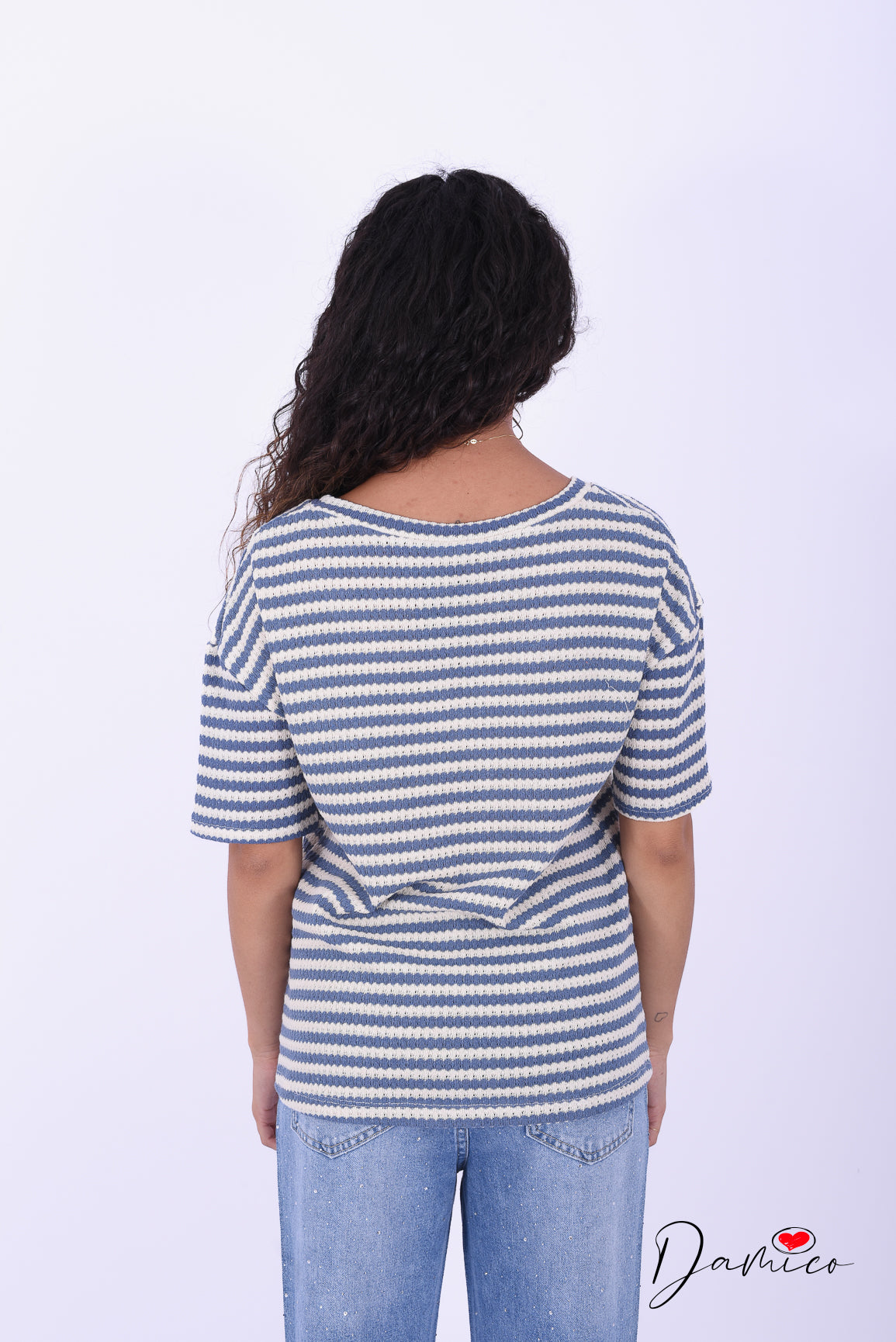 T-shirt a righe scollo a v breathable