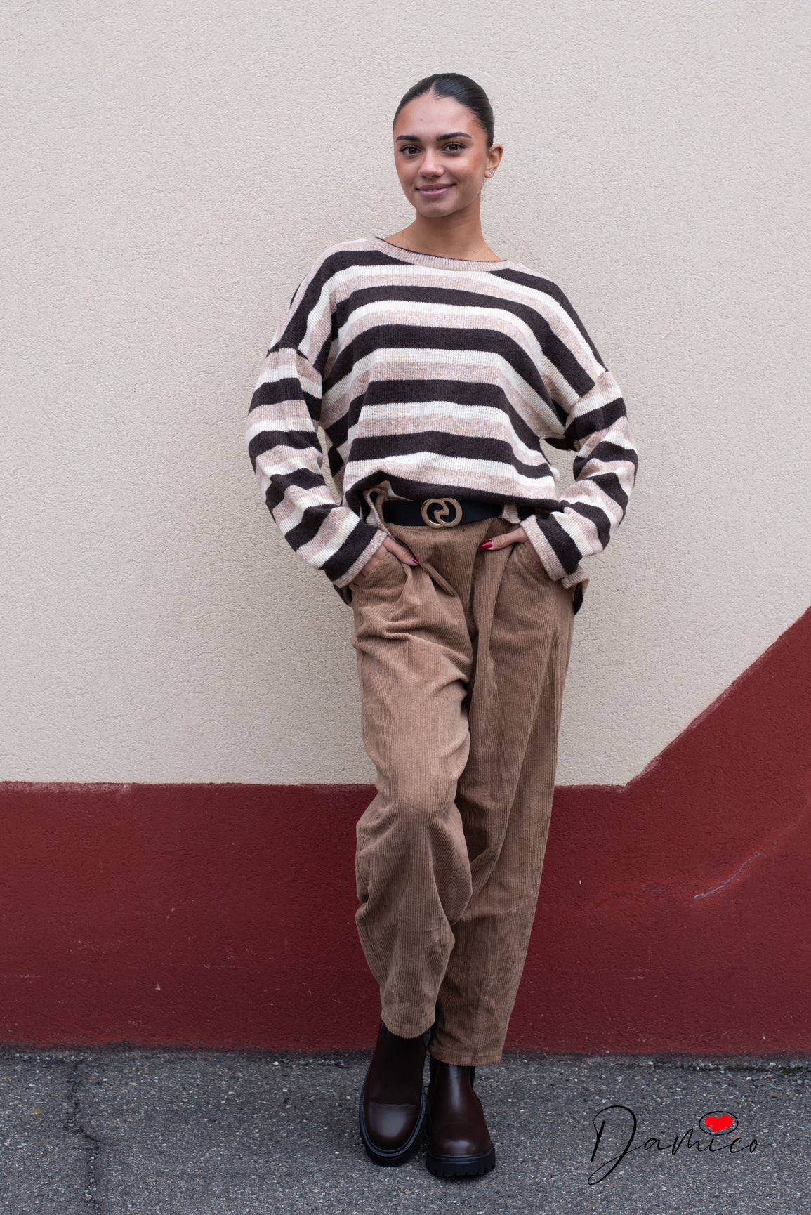 Pantaloni barrel costine
