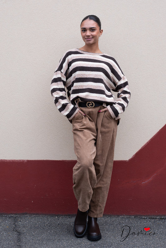 Pantaloni barrel costine