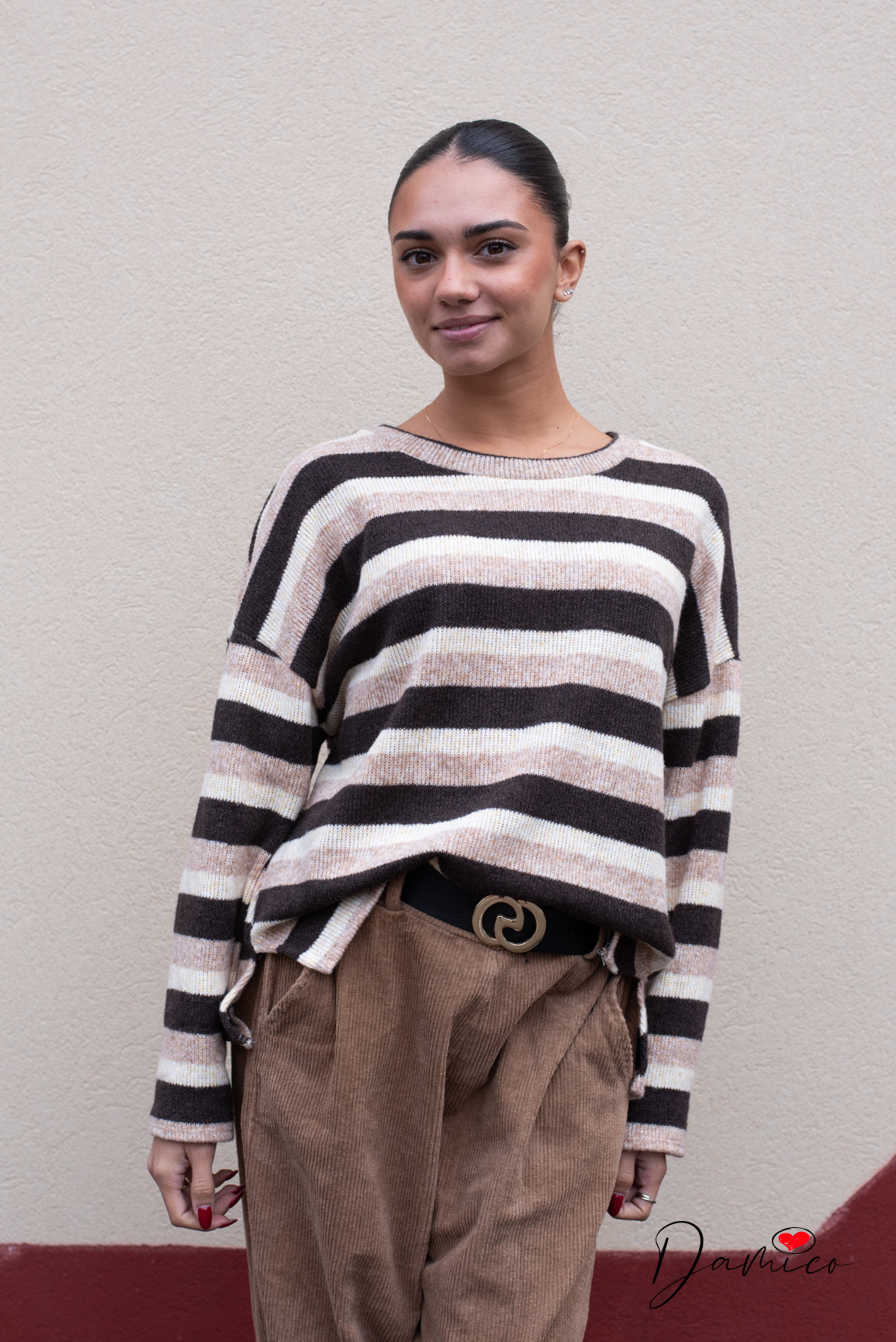 Maxi maglia a righe tricolor