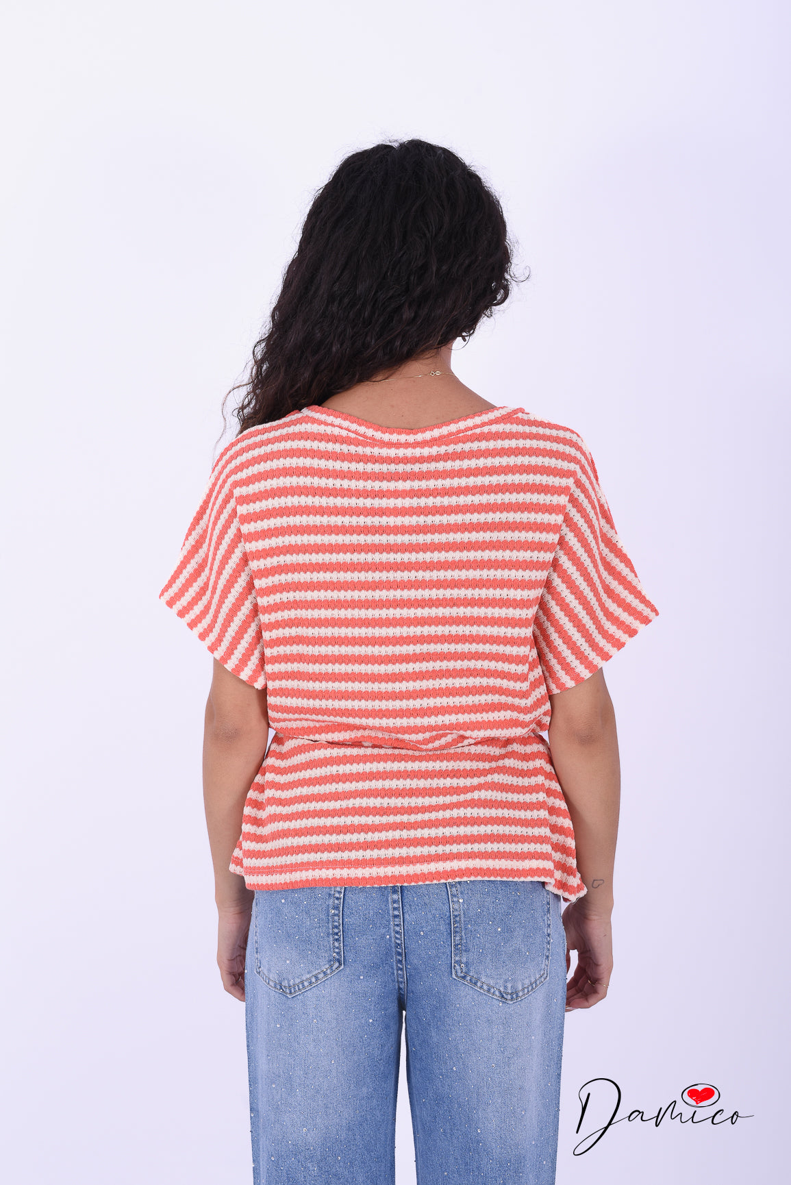 T-shirt lunga a righe breathable con cinturina