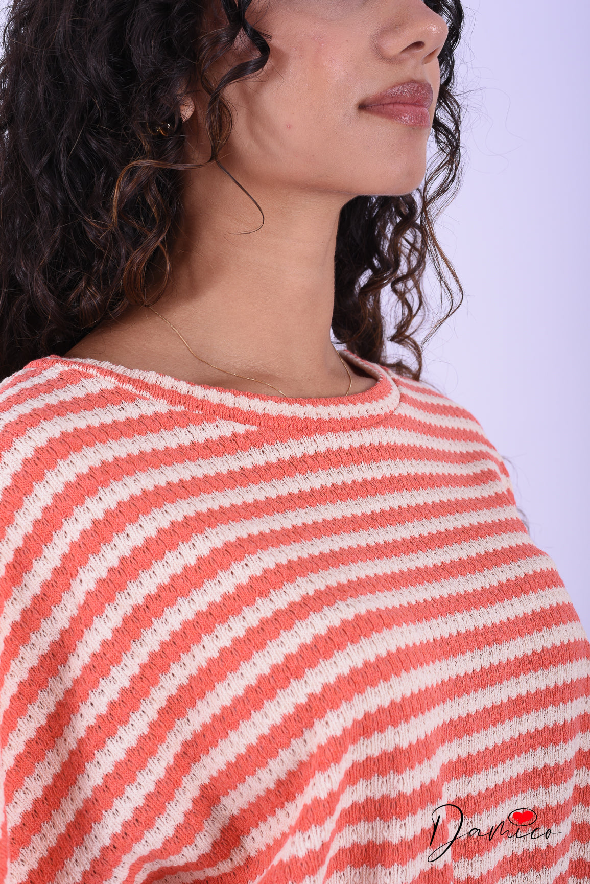 T-shirt lunga a righe breathable con cinturina
