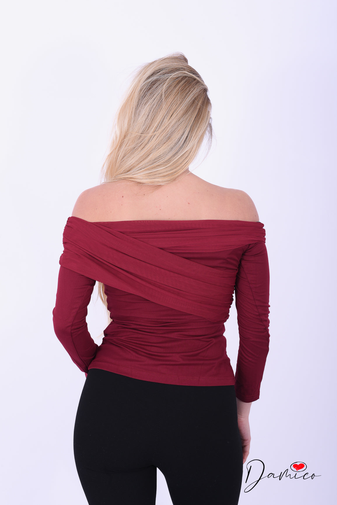 Maglia Shoulder off con tulle