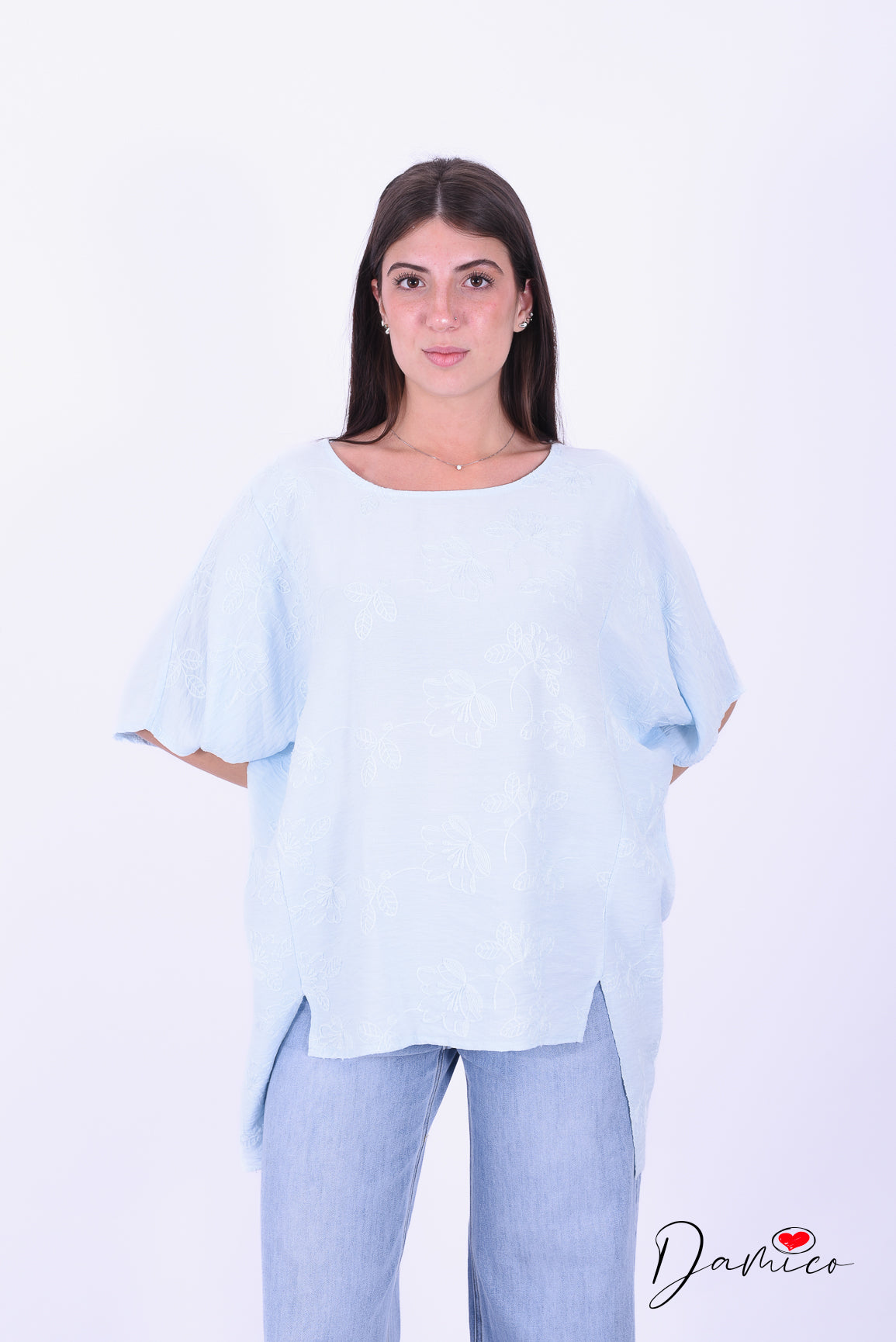 Maglia fiori in rilievo over