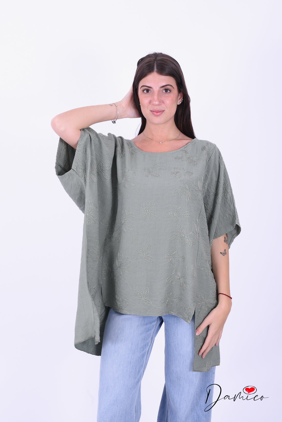Maglia fiori in rilievo over