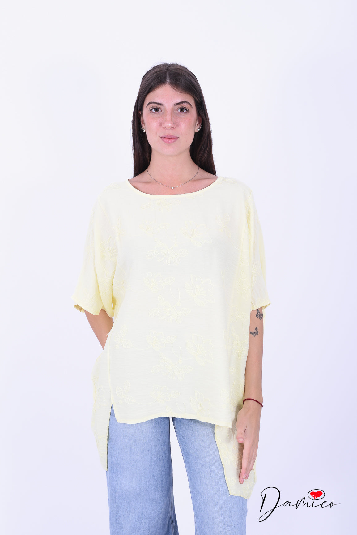 Maglia fiori in rilievo over