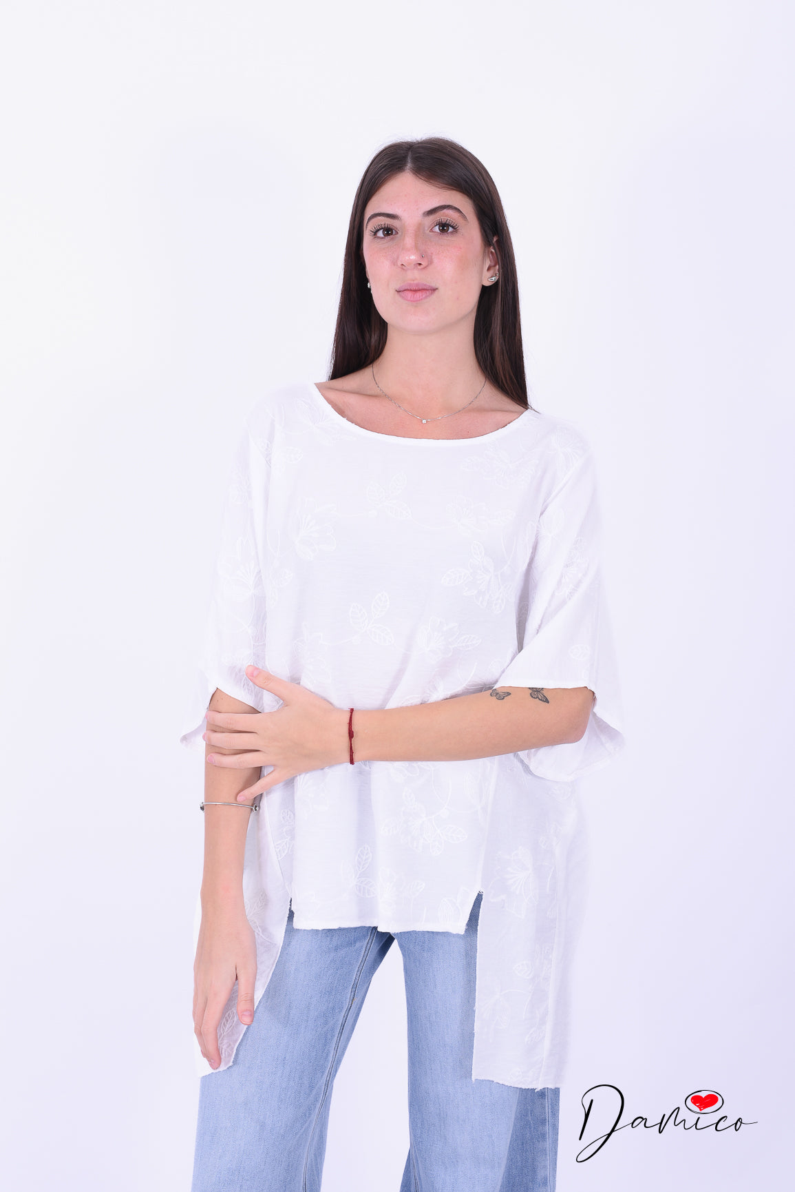Maglia fiori in rilievo over
