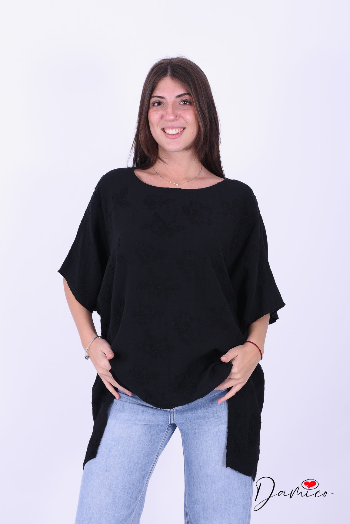 Maglia fiori in rilievo over