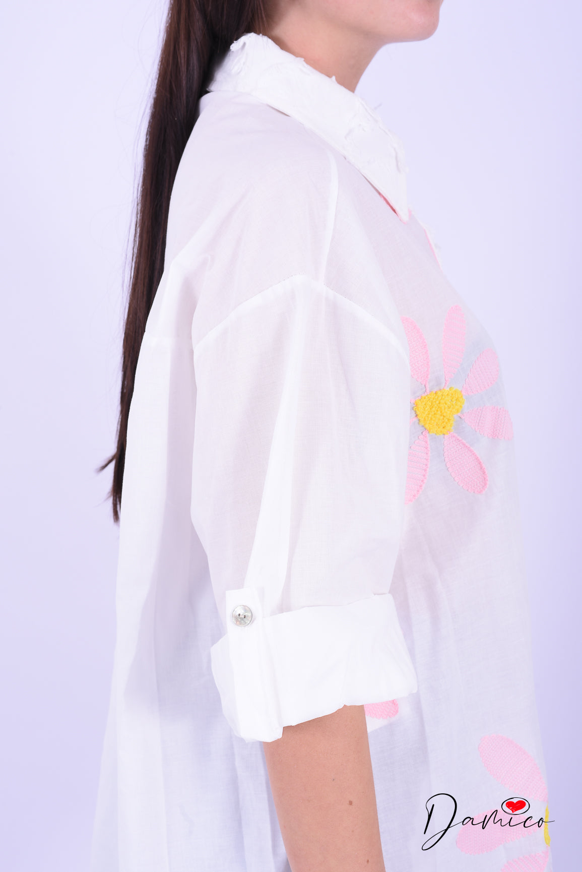 Camicia bianca torn a fiori