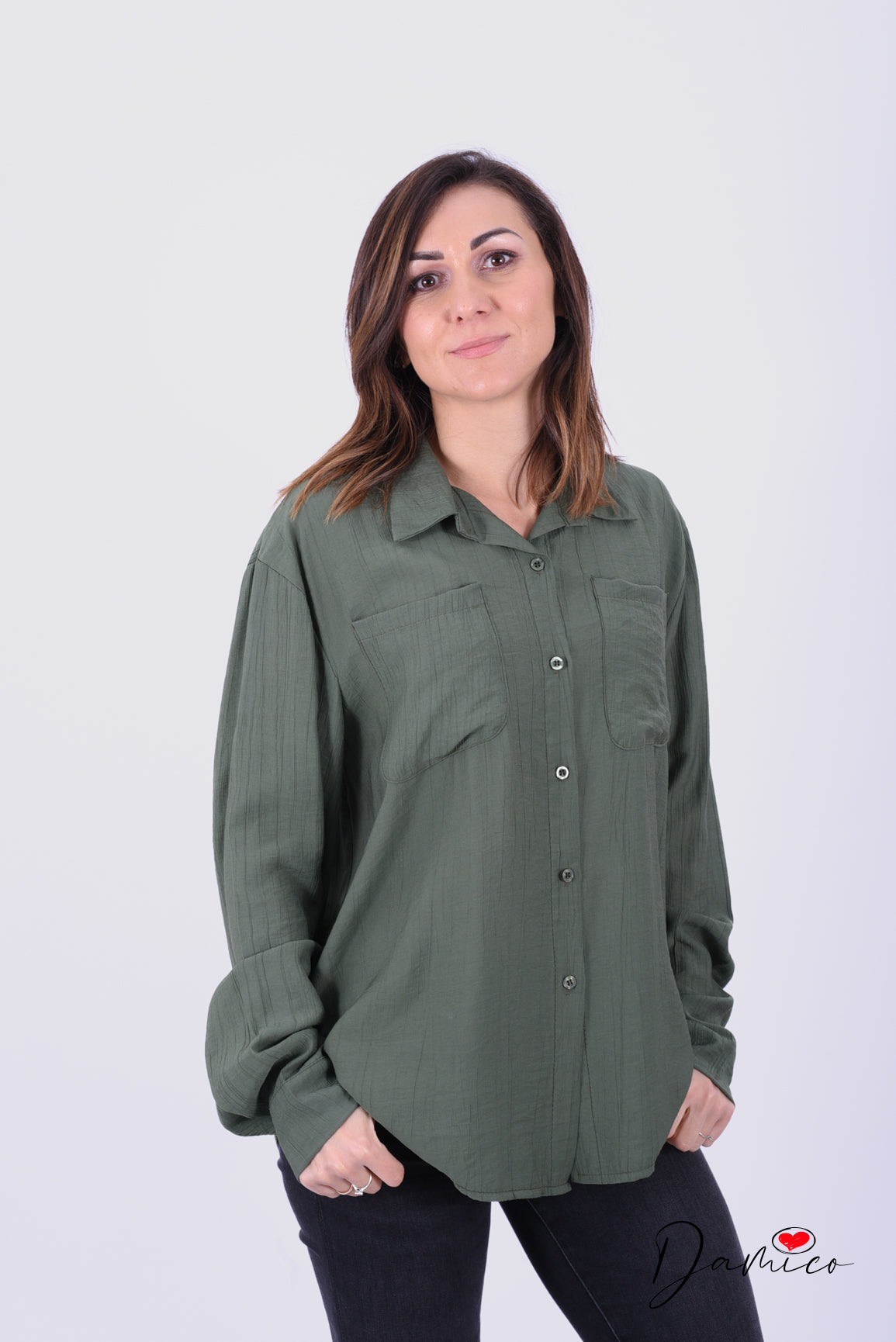 Camicia semplice rigata taschini