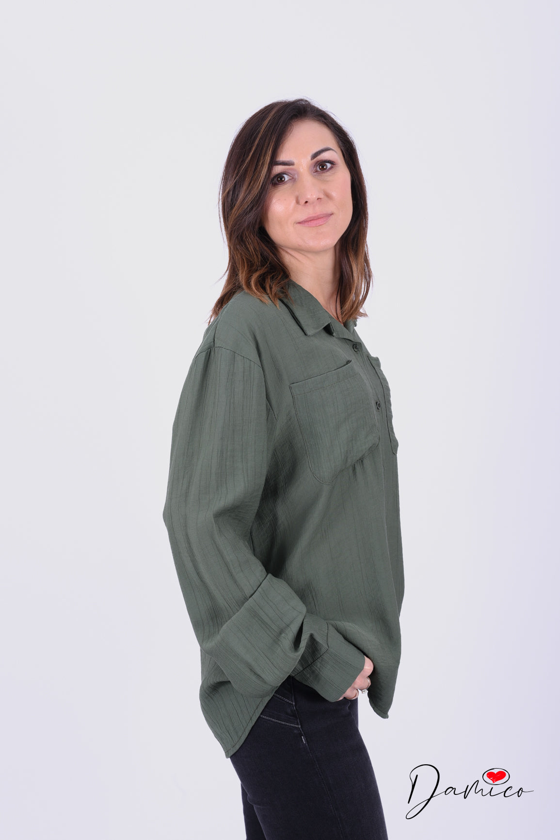 Camicia semplice rigata taschini