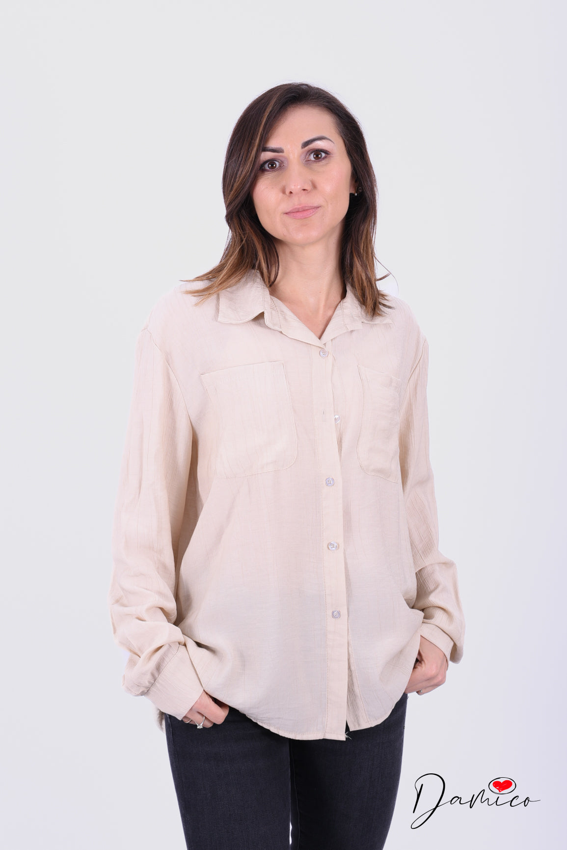 Camicia semplice rigata taschini