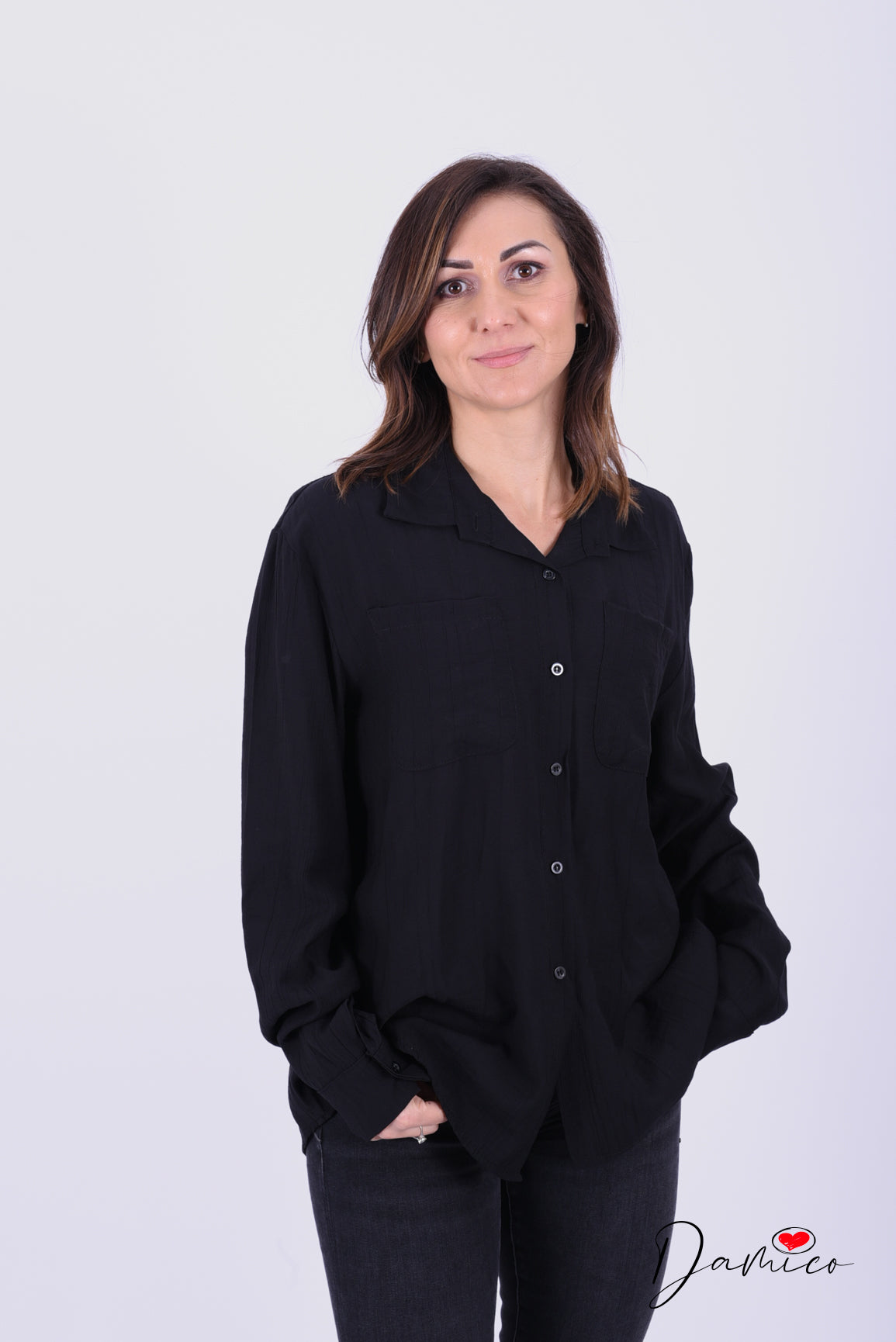 Camicia semplice rigata taschini