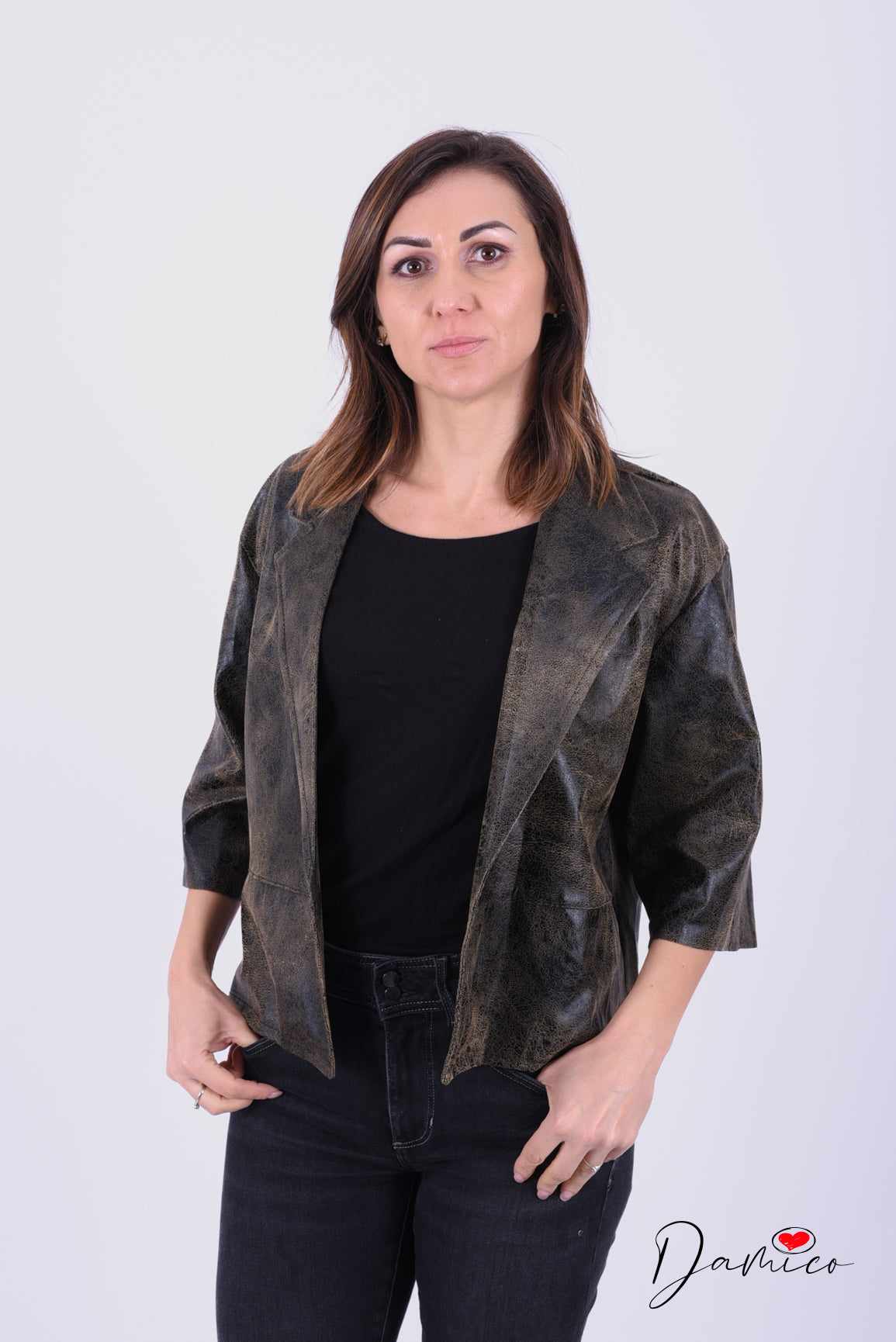 Giacchetta eco pelle aperta pitonata