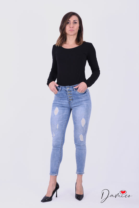 Jeans skinny multi bottoni