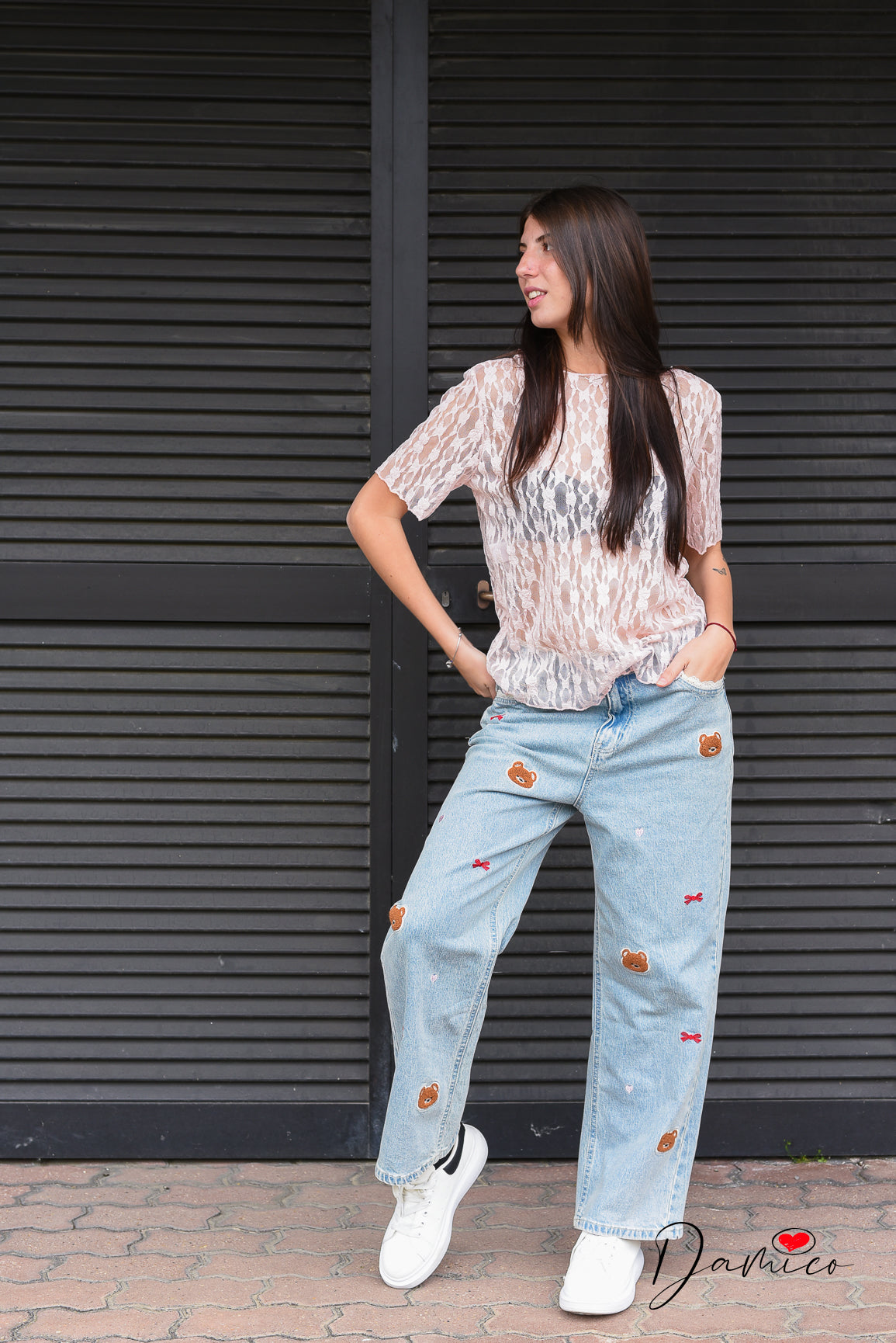 T-shirt in pizzo bubble