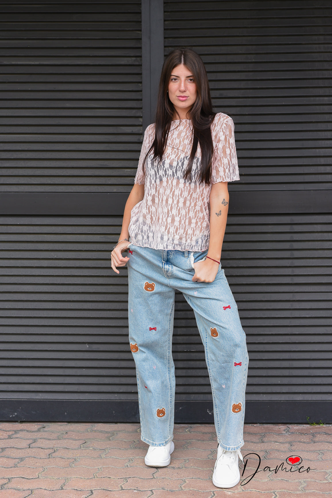 T-shirt in pizzo bubble