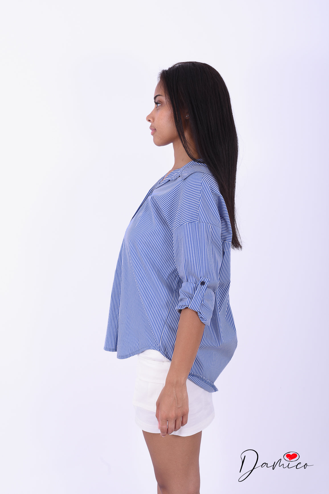 Camicia a righe con stampa cucita
