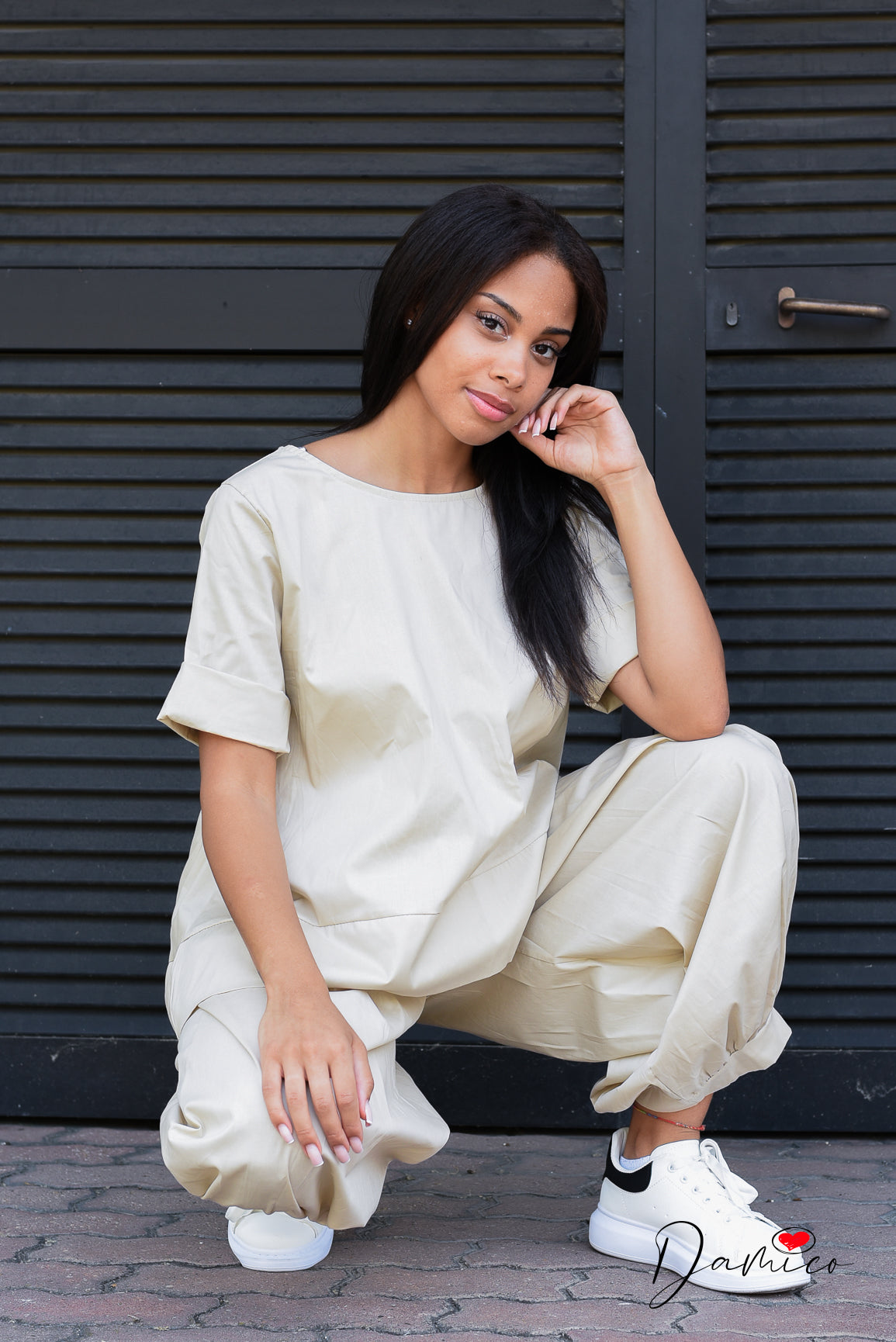Blusa manica corta girocollo