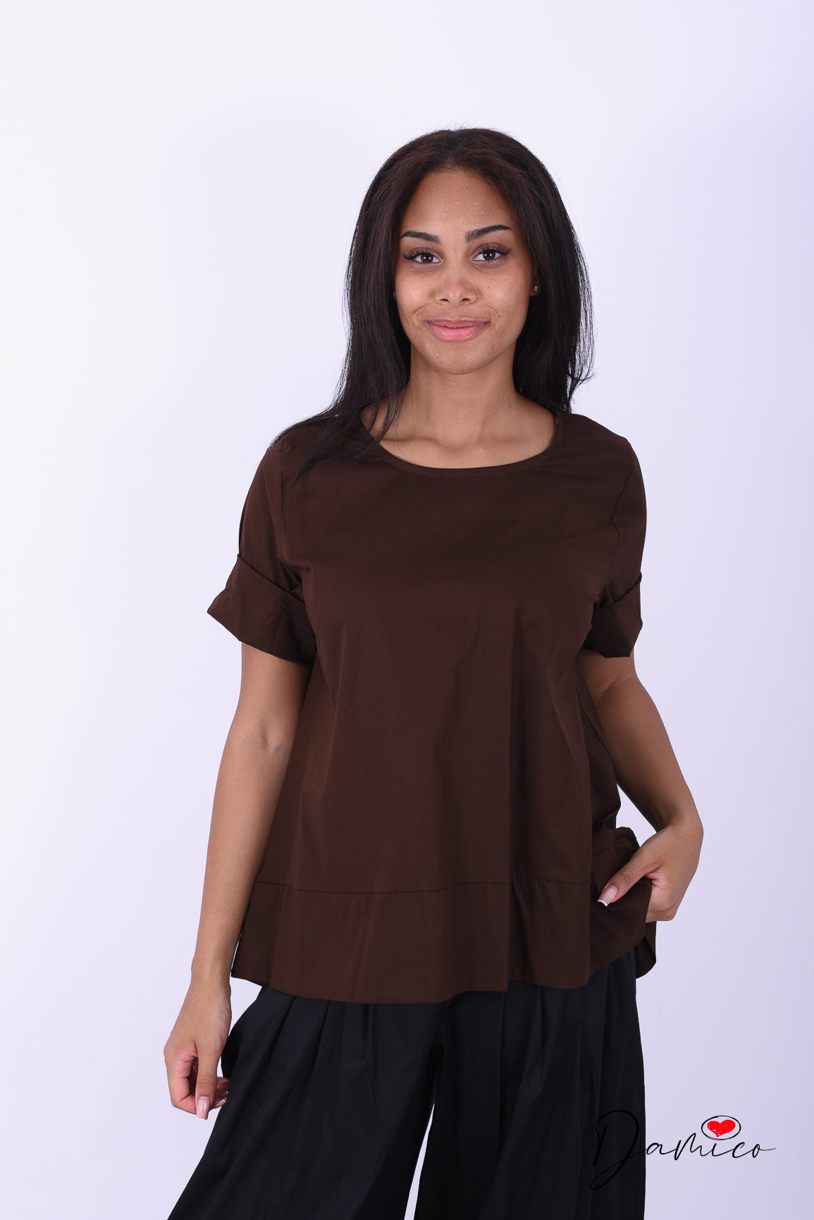 Blusa manica corta girocollo