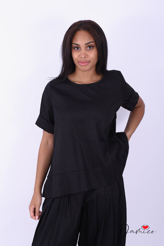Blusa manica corta girocollo