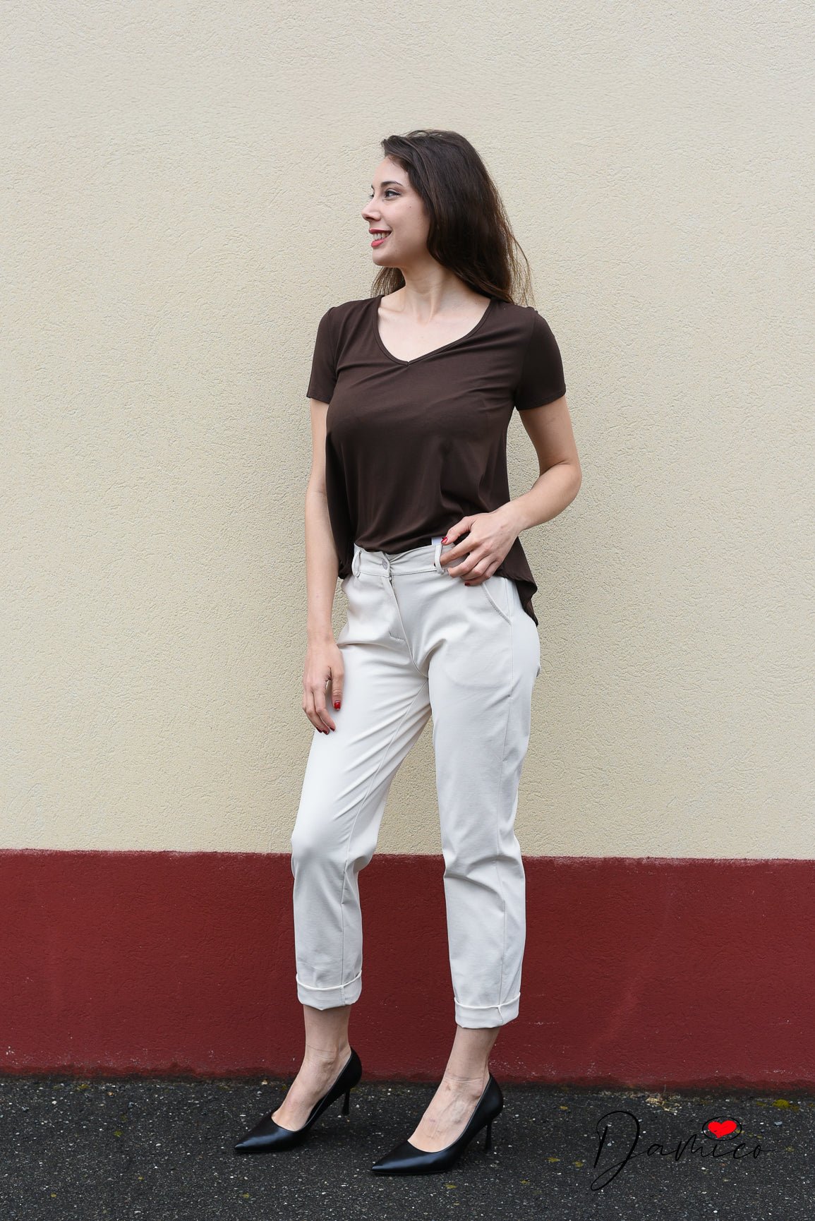 T-shirt Basic over V -6- 00437