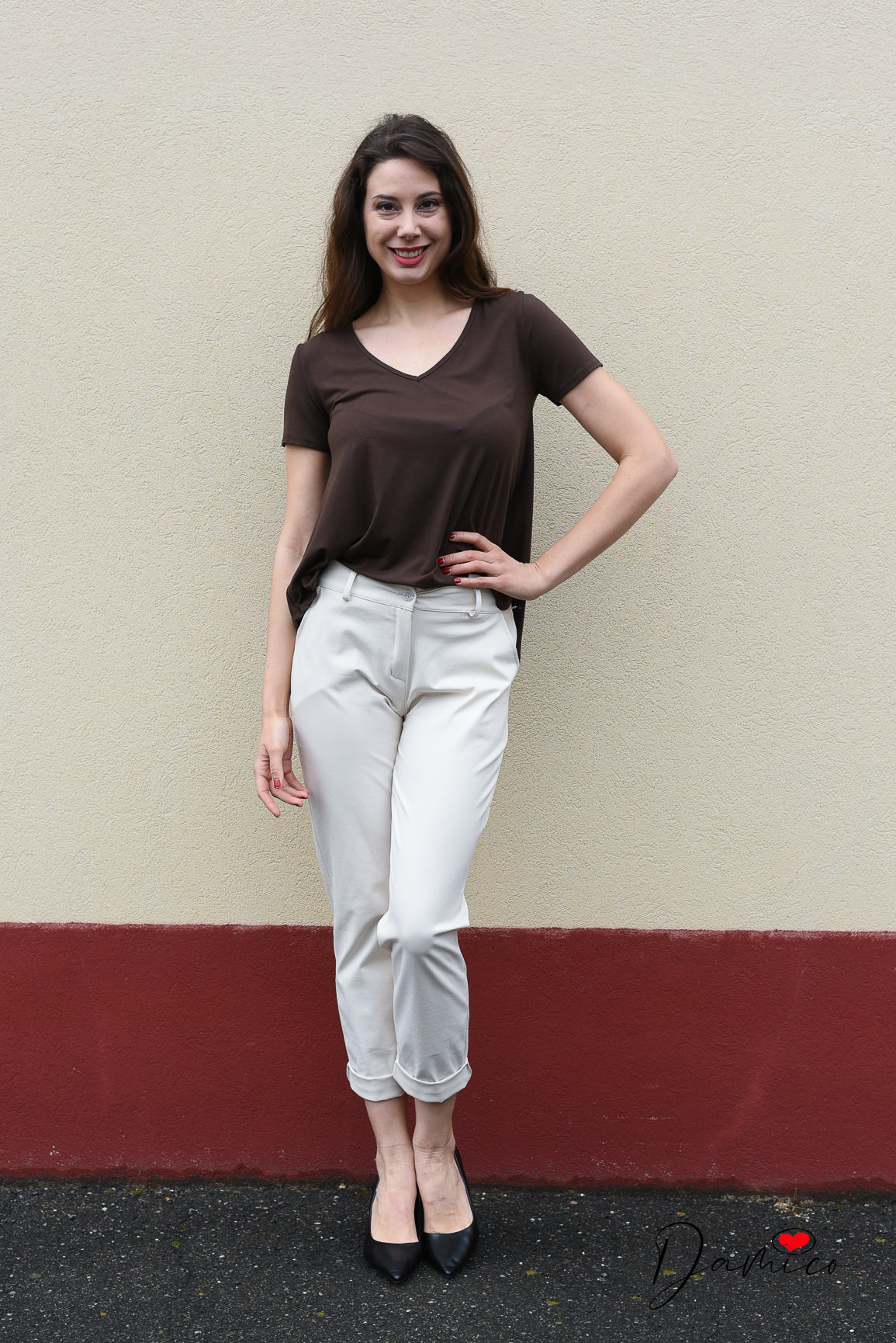 T-shirt Basic over V -6- 00437