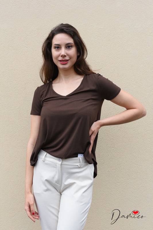 T-shirt Basic over V -6- 00437