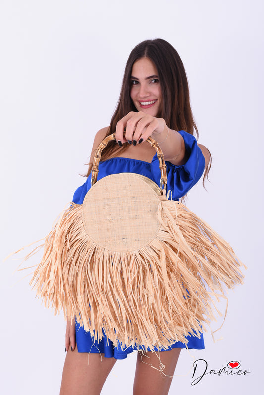 Borsa tonda di paglia