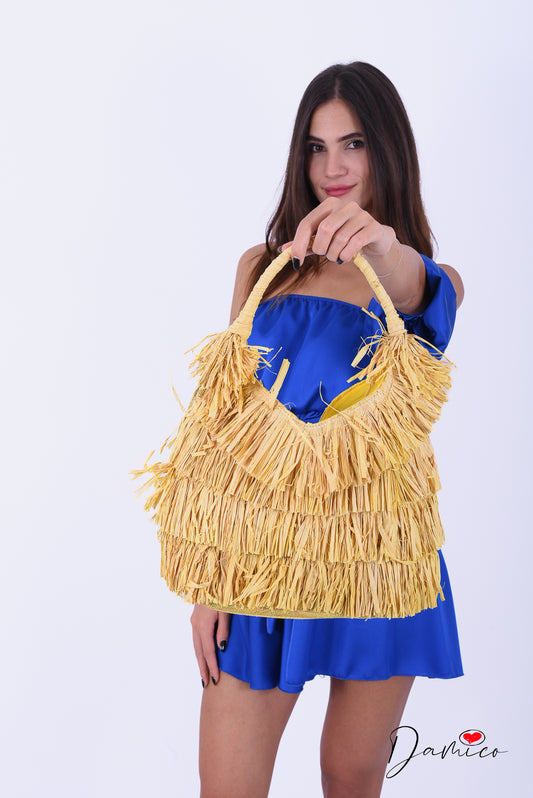 Borsa paglia con frange