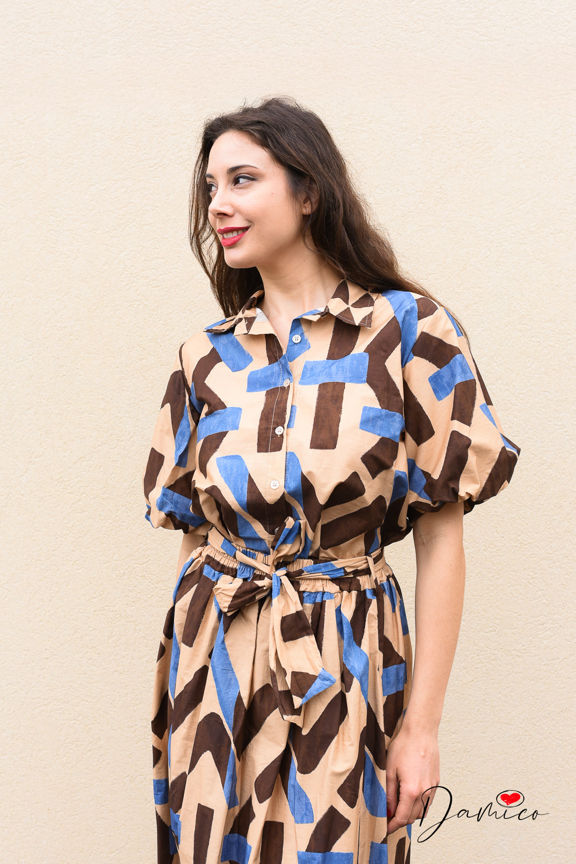 Camicia MC a palloncino geo