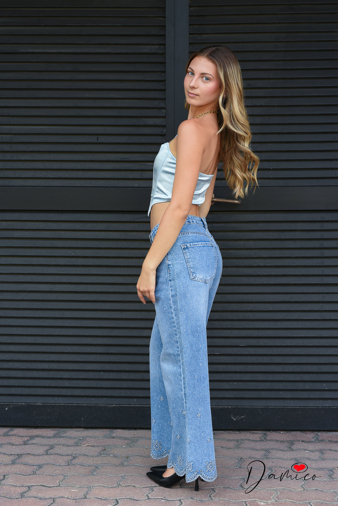 Top corsetto a fascia satinato
